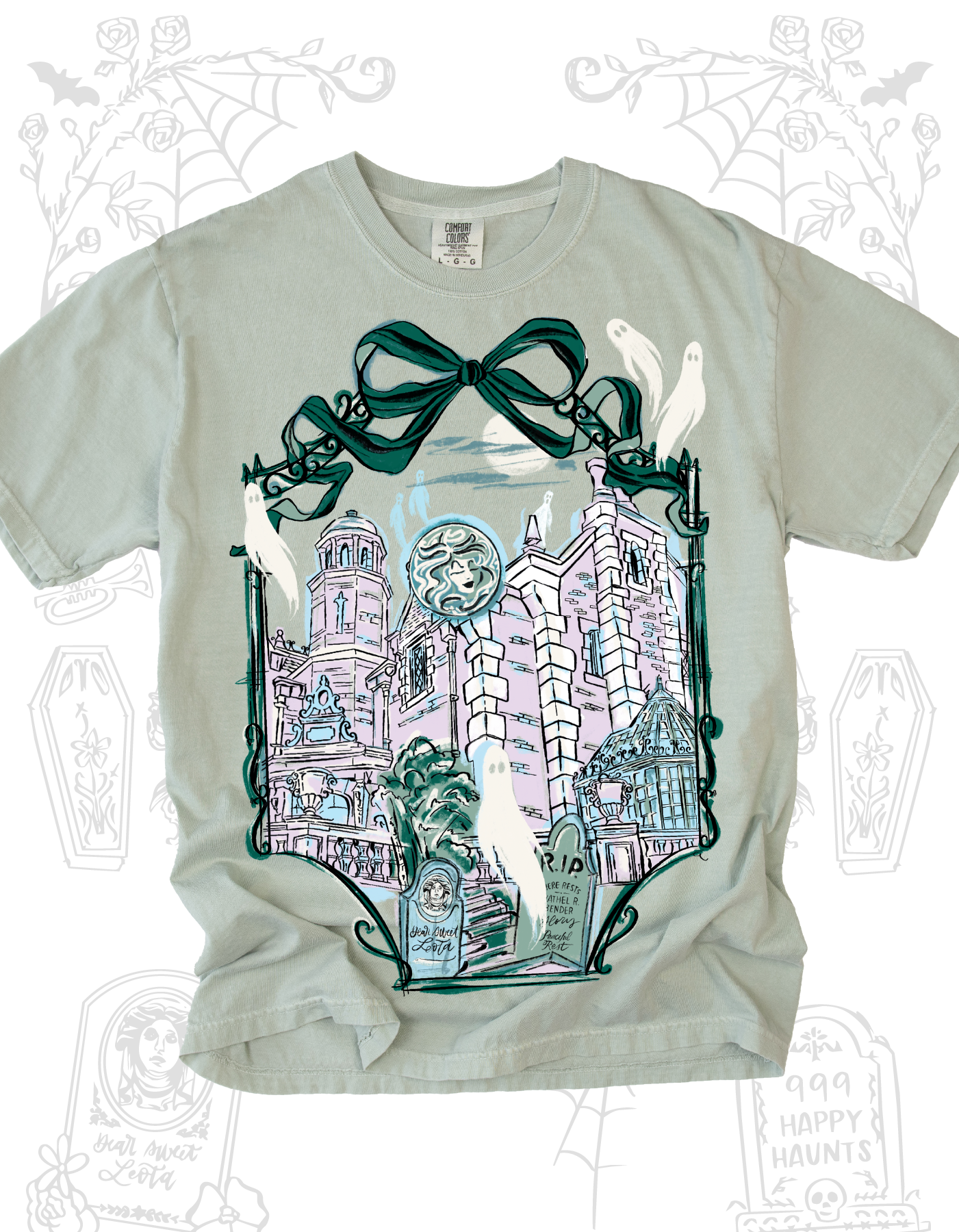 Haunted Bows & Borders Tee - Bay - PREORDER