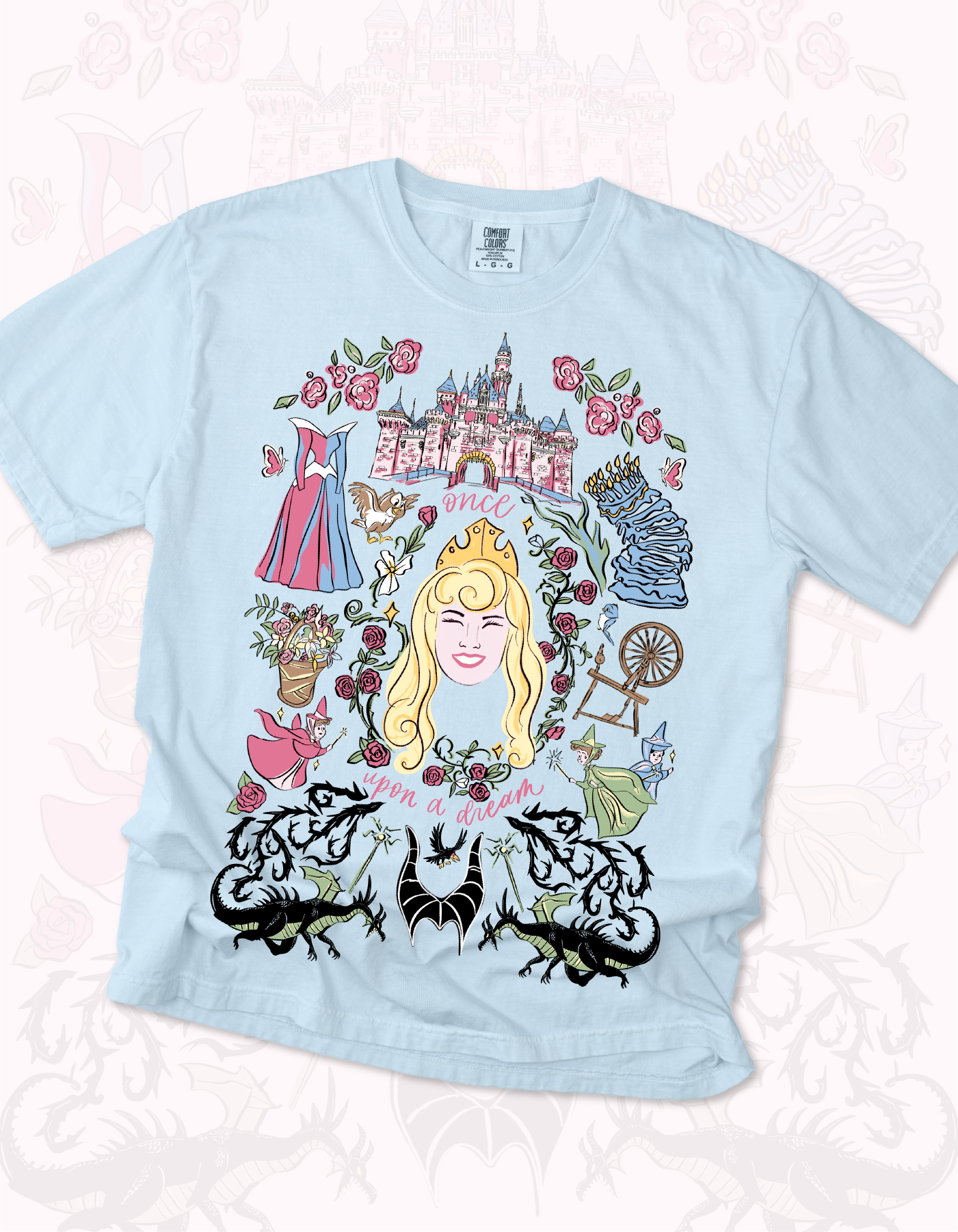 Briar Rose Sketch Tee - Hydrangea - PREORDER