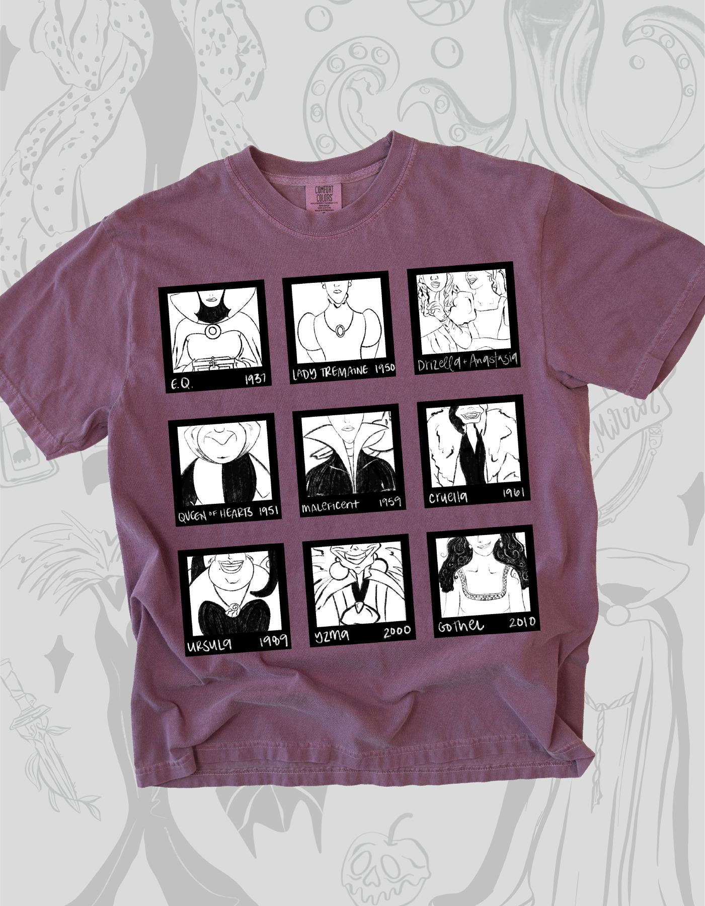 Villains Polaroid Tee - Berry - PREORDER