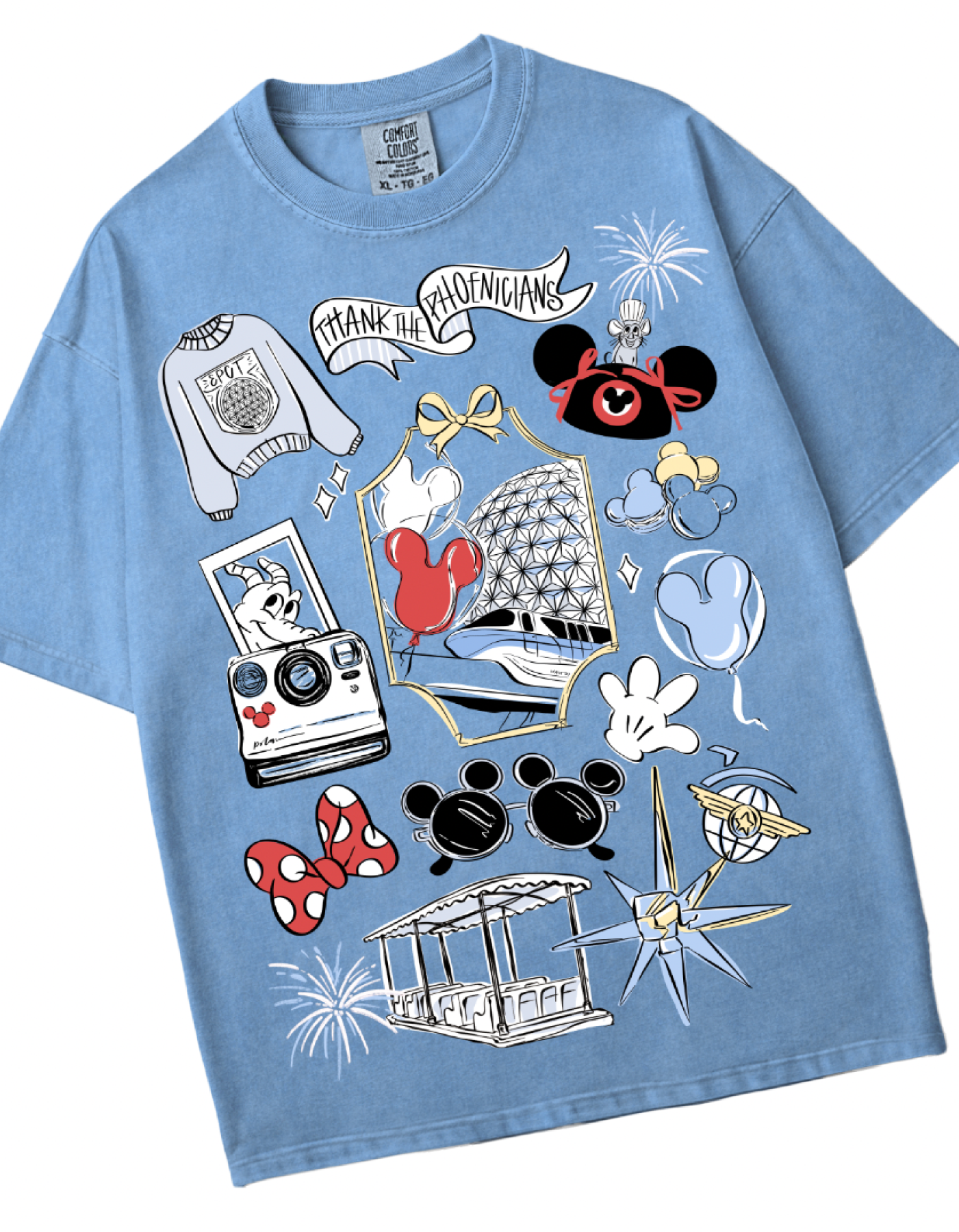 A World of Discovery Sketch CC Tee - Washed Denim