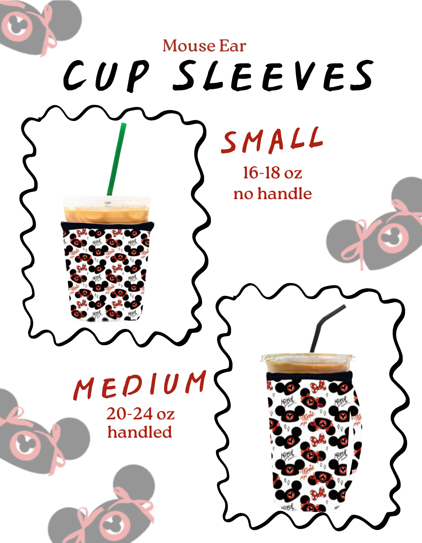 Mouse Ears Autographs Cup Sleeve - White & Black