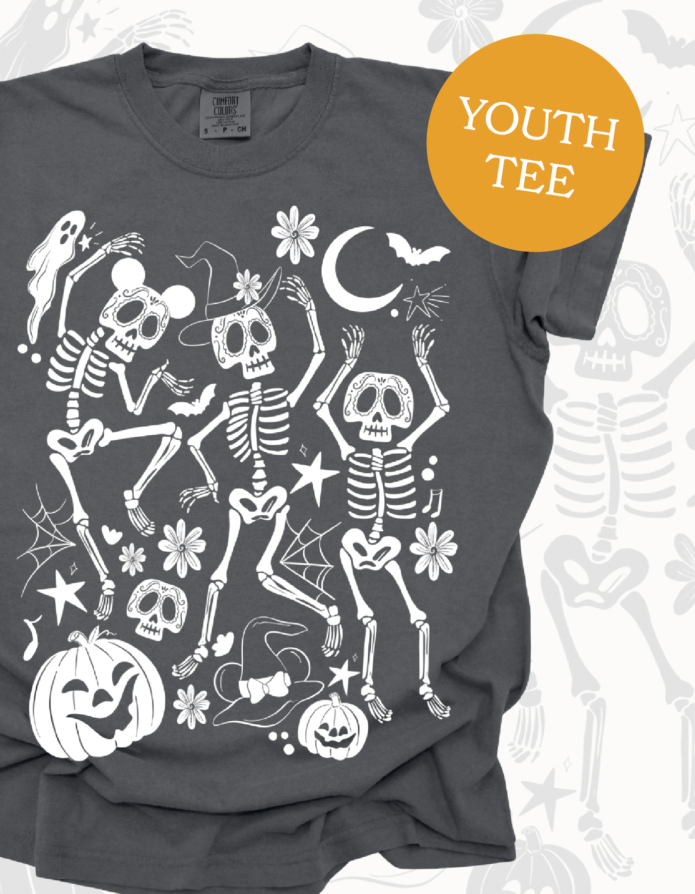 YOUTH Dancing Skeletons Tee - Pepper - PREORDER