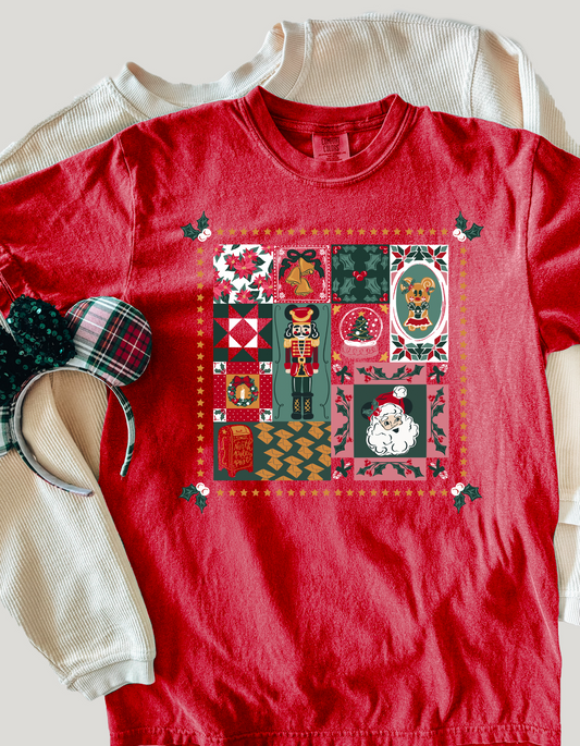 Yuletide Patchwork Tee - Red - PREORDER