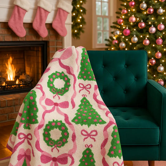 Holiday Wreaths and Trees Blanket - PREORDER