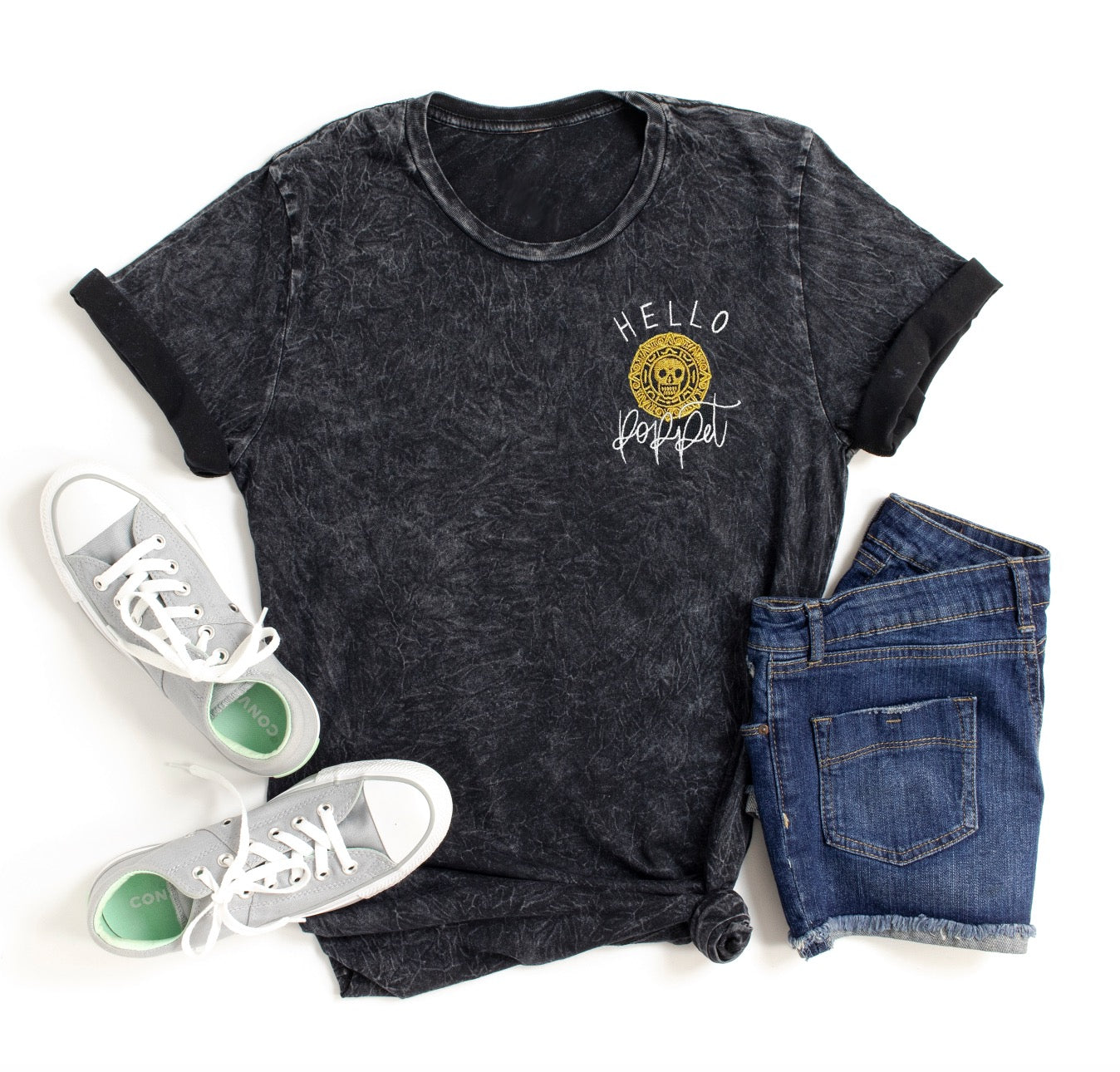 Hello Poppet Embroidered Tee- L